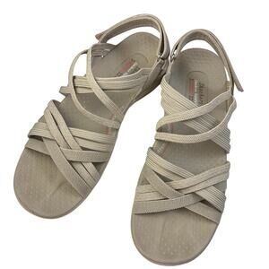 Skechers Reggae Slim-Simply Stretch Strappy Sandals Women's 9 Taupe Arch Comfort